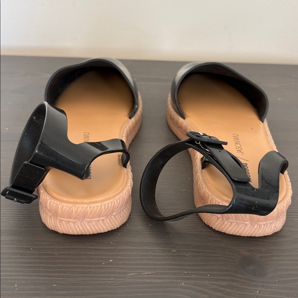 Melissa + Jason Wu jelly espadrille sandals black and beige ankle size 7 - Picture 5 of 14